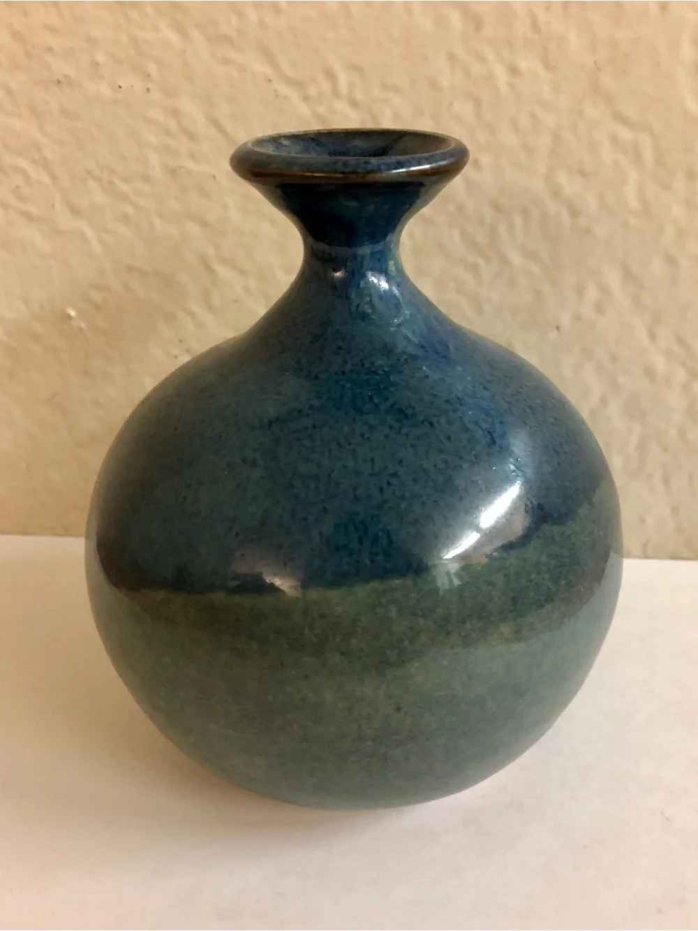 Handmade Blue Ceramic Decorative Vase Signed.